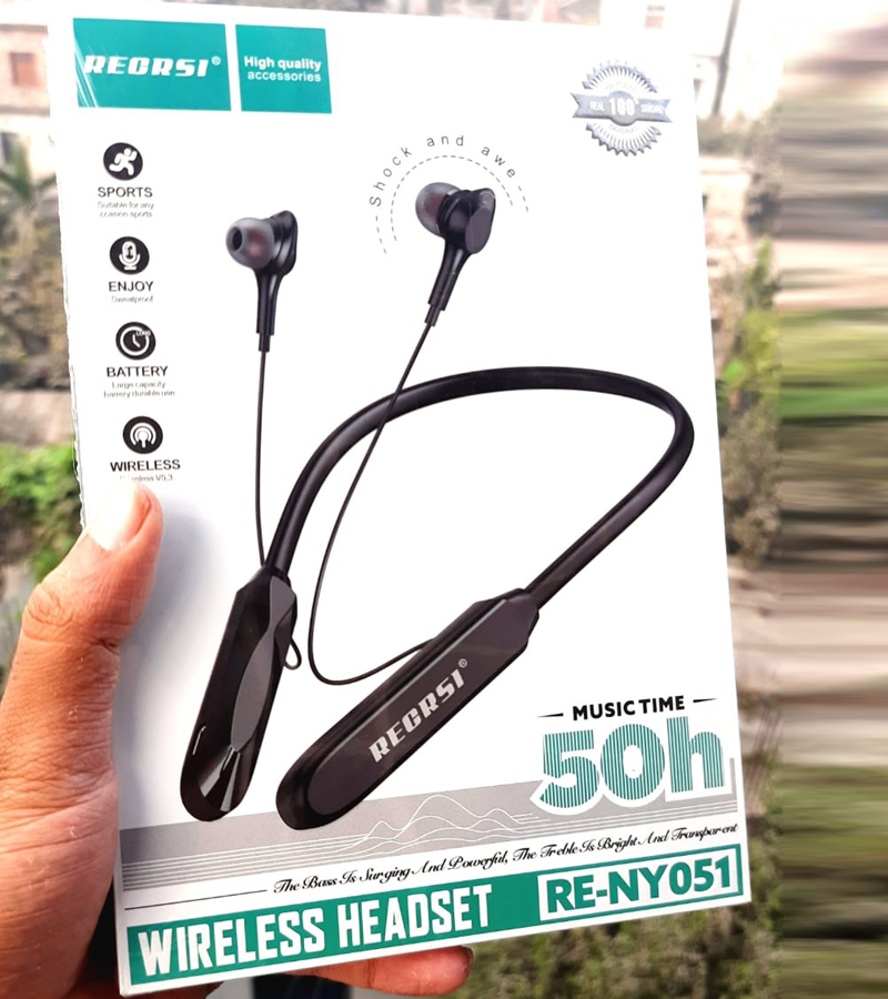 Recrsi RE-NY051 Battery Backup 50H Bluetooth Neckband BD