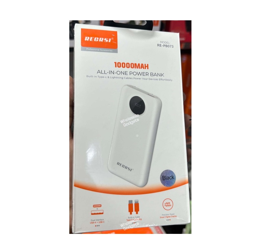 RECRSI RE-PB073 10000mAh portable power bank with fast charging support