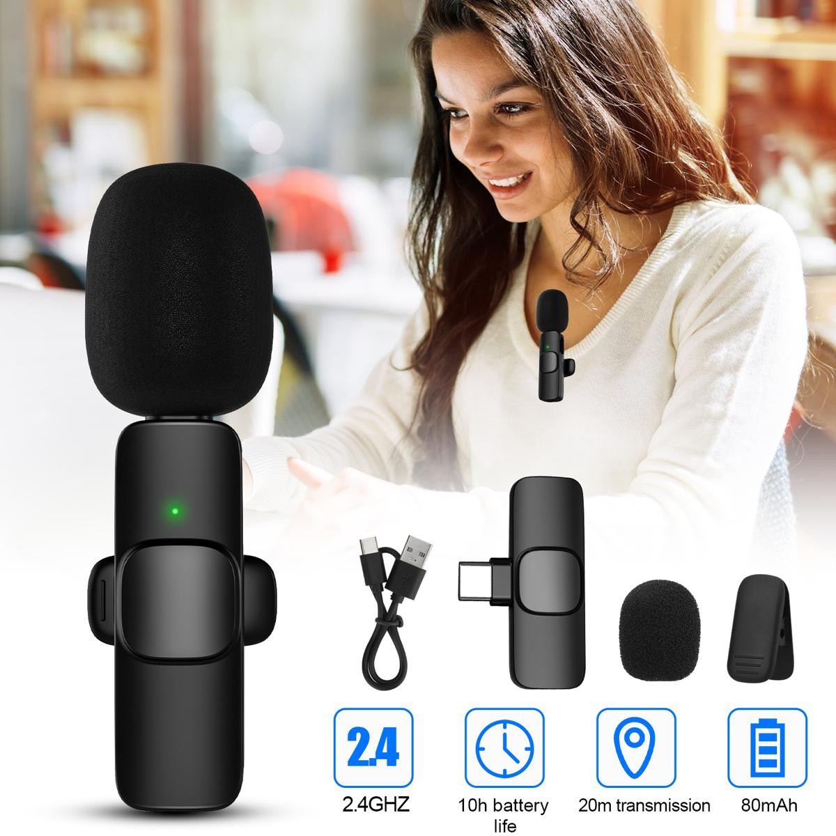 K9 Wireless Bluetooth Dual Microphone Type C+Apple- Original Products