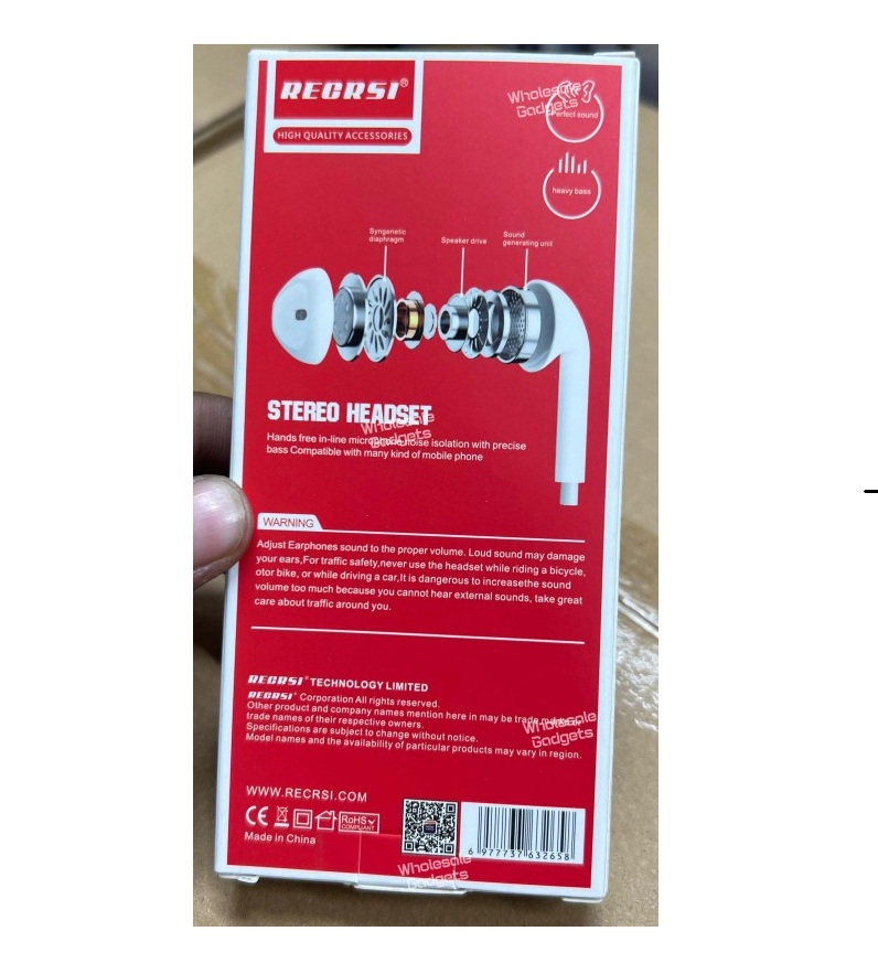 RECRSI EP-E001 Stereo Bass Wired Earphones