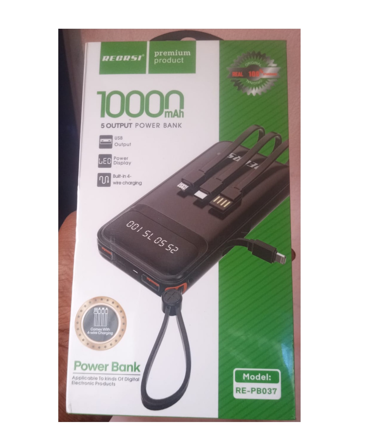 Recrsi RE-PB037 Premium Quality 10000mAh 5 Output Power bank